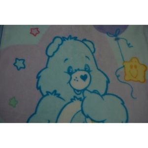 Care Bears Bedtime Bear Baby Blanket Throw Blue Purple Moon Yellow Stars Balloon
